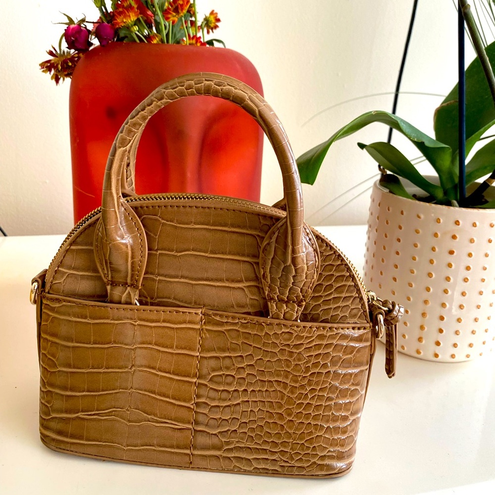 Zara Crocodile Finish Mini Purse - Tan
